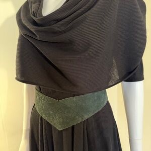 EUC Medium Witchy Black Chadwicks Midi Dress with Cowl/Hood, 3/4 Sleeves